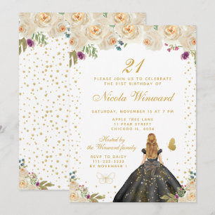 Invitation Fête d'anniversaire de princesse aux cheveux blond