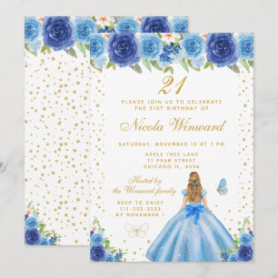 Invitation Fête d'anniversaire de princesse aux cheveux blond