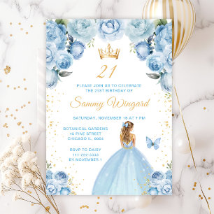 Invitation Fête d'anniversaire de princesse aux cheveux blond