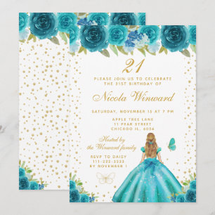 Invitation Fête d'anniversaire de princesse aux cheveux blond