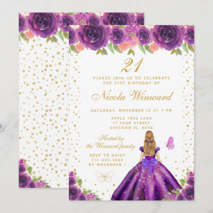 Invitation Fête d'anniversaire de princesse aux cheveux blond