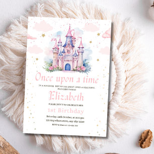 Invitation Fête d'anniversaire de princesse conte de fée chât