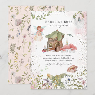 Invitation Fête d'anniversaire de princesse fée florale magiq