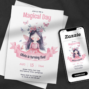 Invitation Fête d'anniversaire de princesse fée magique à l'a