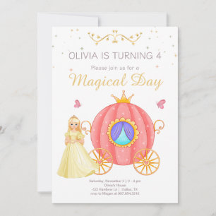 Invitation Fête d'anniversaire de princesse Jour magique Carr