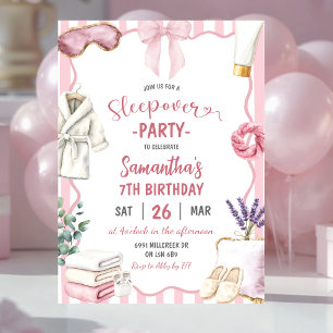 Invitation Fête d'anniversaire de pyjama à thème Spa