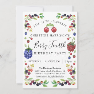 Invitation Fête d'anniversaire de quatre ans de Girl Berry