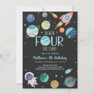 Invitation Fête d'anniversaire de quatrième année de la fusée