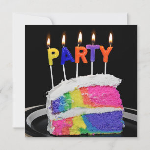 Invitation Fête d'anniversaire de Rainbow Cake