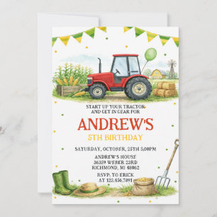 Invitation Fête d'anniversaire de ranch de tracteur personnel