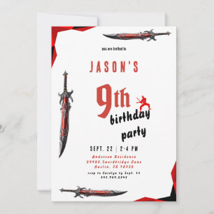 Invitation Fête d'anniversaire de Red Sword Boy III