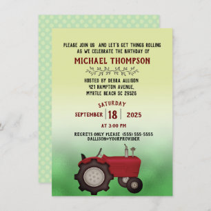 Invitation Fête d'anniversaire de Red Tractor