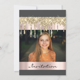 Invitation Fête d'anniversaire de remise de diplôme Gold Gray