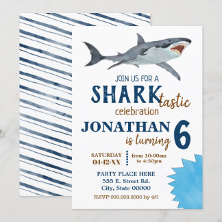 Invitation Fête d'anniversaire de requin bash