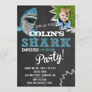 Invitation Fête d'anniversaire de requins