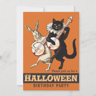 Invitation Fête d'anniversaire de Roguish cat lapin CC1156 Ha