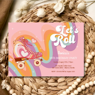Invitation Fête d'anniversaire de roller retro