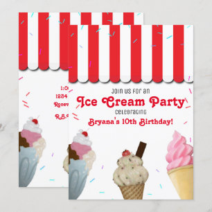 Invitation Fête d'anniversaire de salon de glace rouge de cél