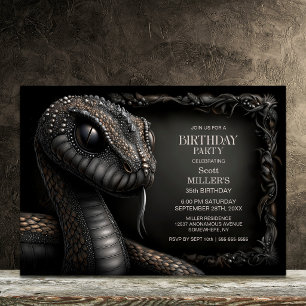 Invitation Fête d'anniversaire de serpent mythique qui siffle