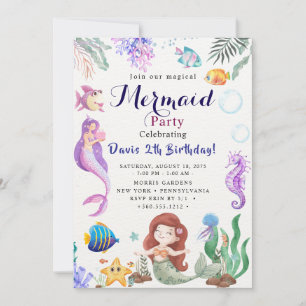 Invitation Fête d'anniversaire de sirène