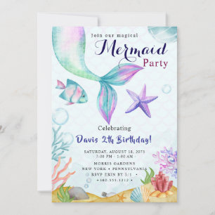 Invitation Fête d'anniversaire de sirène