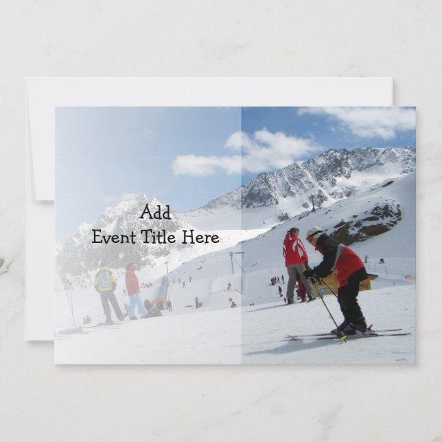 Invitation Fête d'anniversaire de ski pour enfants ou vacance (Devant)