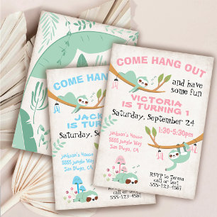 Invitation Fête d'anniversaire de Sloth Jungle