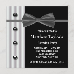 Invitation Fête d'anniversaire de smoking d'arc des hommes