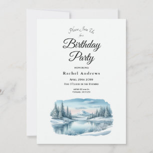 Invitation Fête d'anniversaire de SnowMountain Winter Lake