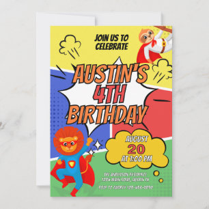 Invitation Fête d'anniversaire de super-héros de paresseux mi