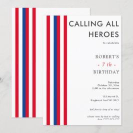 Invitation Fête d'anniversaire de super-héros inspirée des ba
