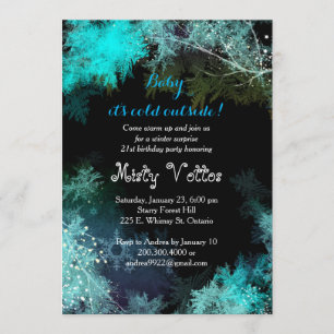 Invitation Fête d'anniversaire de surprise d'hiver de forêt