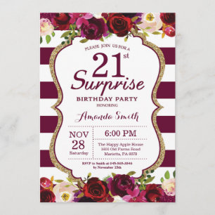 Invitation Fête d'anniversaire de surprise florale de