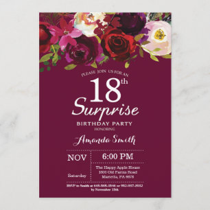 Invitation Fête d'anniversaire de surprise florale de