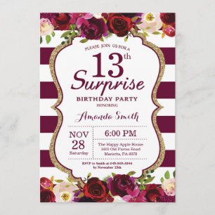 Invitation Fête d'anniversaire de surprise florale de