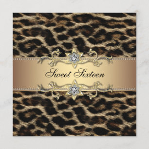 Invitation Fête d'anniversaire de sweet sixteen de léopard