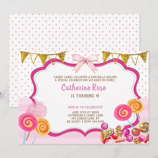 Invitation Fête d'anniversaire de terre de sucrerie (Devant / Derrière)