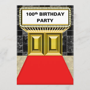 Invitation Fête d'anniversaire de Th du tapis rouge 100 de