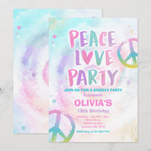 Invitation Fête d'anniversaire de Tie Dye Pastel Tie Dye Hipp