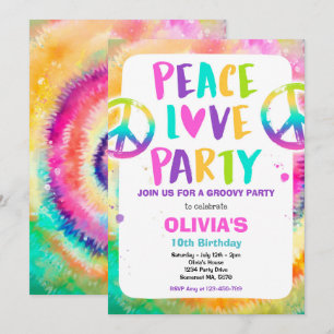 Invitation Fête d'anniversaire de Tie Dye Pastel Tie Dye Hipp