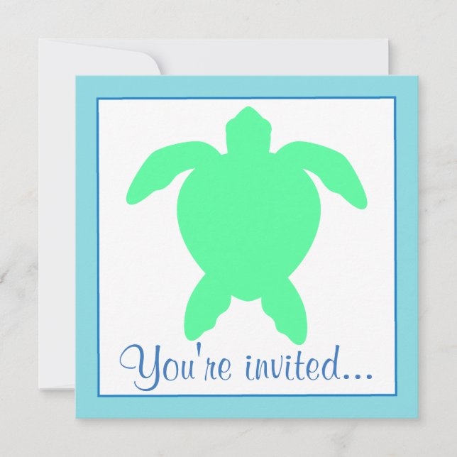 Invitation Fête d'anniversaire de tortue de mer (Devant)