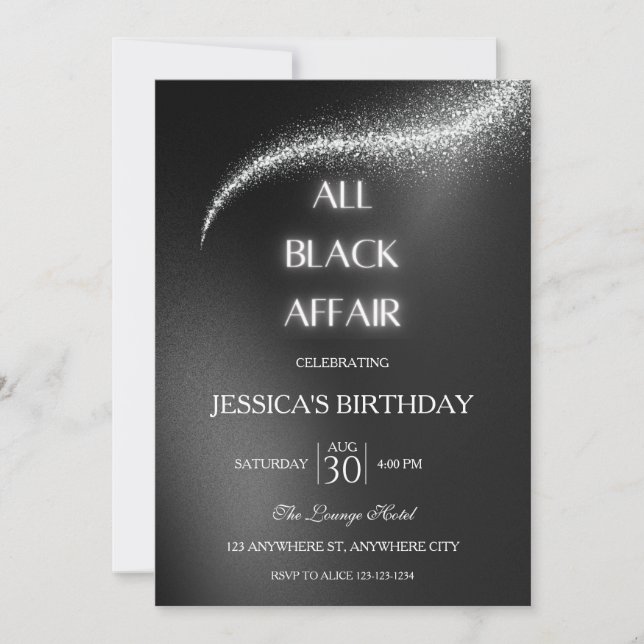 Invitation Fête d'anniversaire de toutes les affaires noires (Devant)