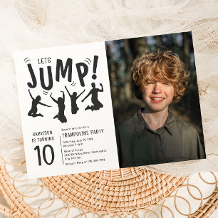 Invitation Fête d'anniversaire de trampoline photo pour enfan
