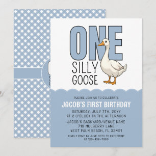 Invitation Fête d'anniversaire de un an de Modern Blue One Si