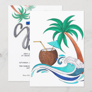 Invitation Fête d'anniversaire de vacances de plage de surf d