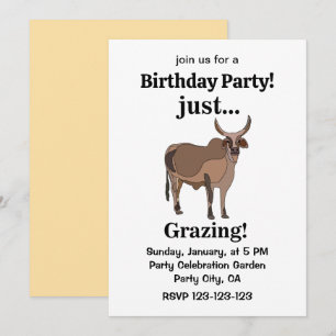 Invitation Fête d'anniversaire de vache de bétail zébu animal