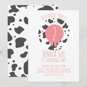 Invitation Fête d'anniversaire de vache motif imprimé animaux