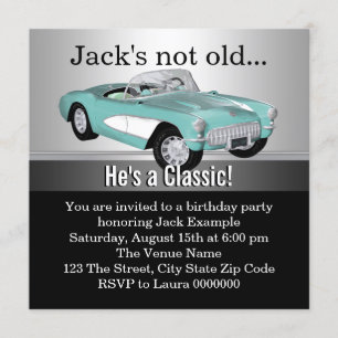 Invitation Fête d'anniversaire de voiture ancienne pour homme