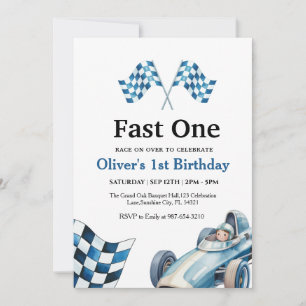 Invitation Fête d'anniversaire de voiture de course pour 1 an