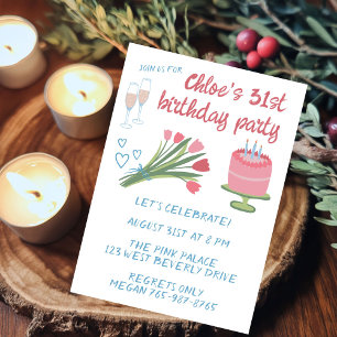 Invitation Fête d'Anniversaire de Whimsday Girlie Cute Custom